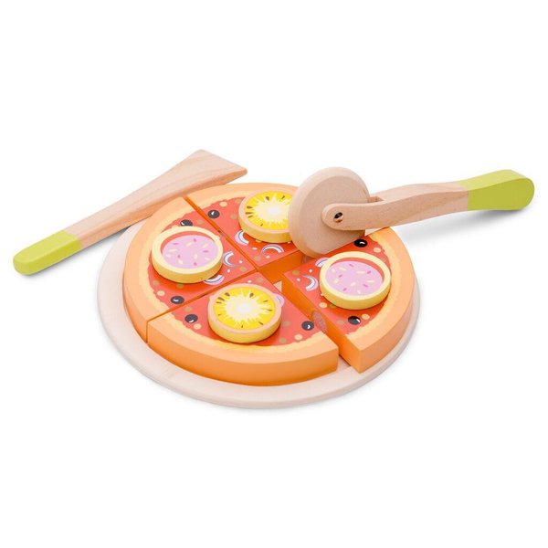 Дървена пица за рязане за детска кухня, аксесоар за игра, марка New Classic Toys, цвят и дизайн, подходящ за малки готвачи  

2.