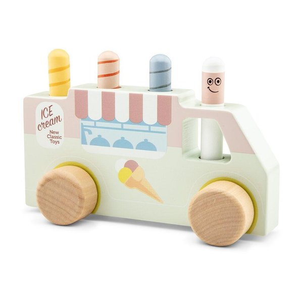 Дървена играчка камион с подскачащи сладоледи, детска играчка, марка New Classic Toys  

11