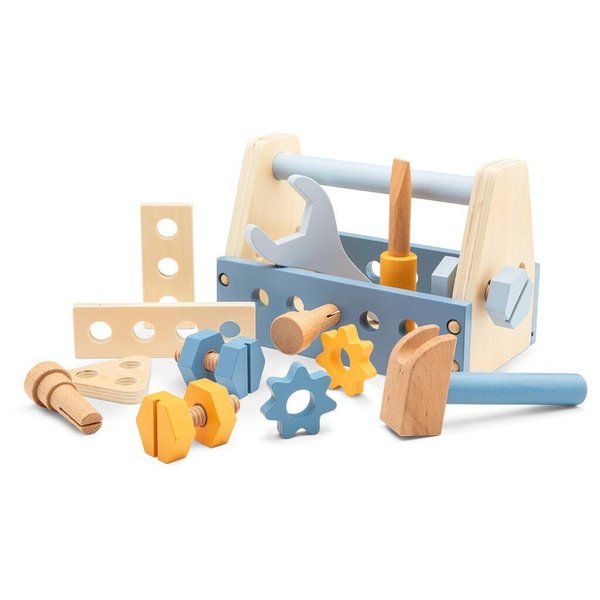 Детски дървен комплект с инструменти, играчки за строителство, марка New Classic Toys  

8