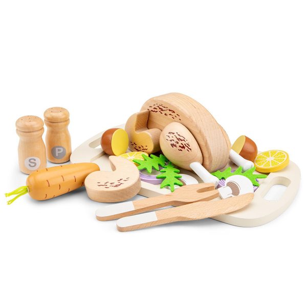 Детски дървен комплект за игра, печено пиле, дървени кухни, марка New Classic Toys  

5