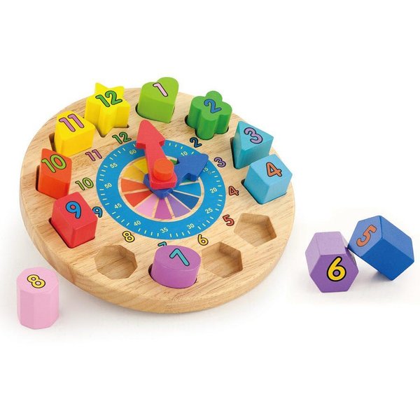 Дървен сортер и пъзел часовник Viga toys за деца, образователна играчка  

19