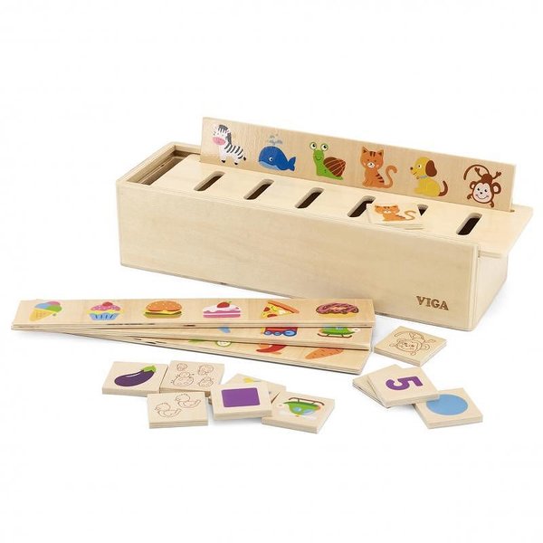 Дървен образователен сортер за деца от Viga toys, играчка за развитие и учене  

10