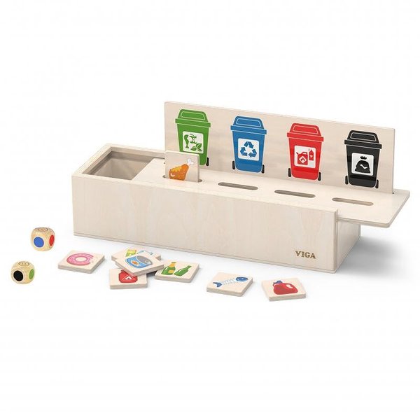 Дървена игра за сортиране на отпадъци от Viga toys, образователна игра за деца  

9