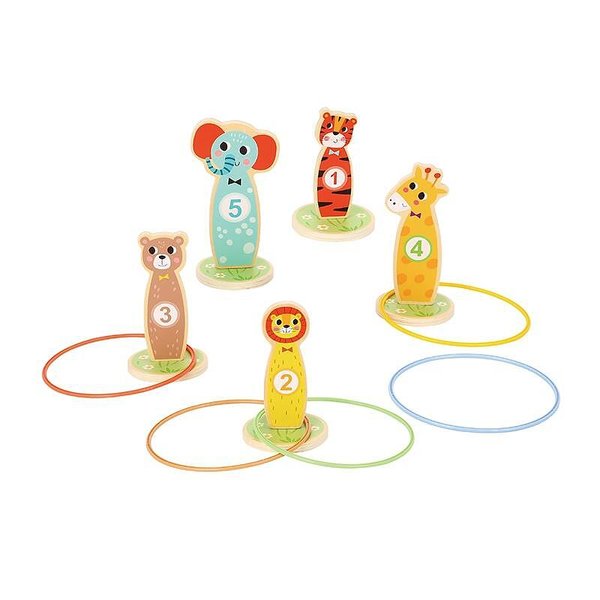 Детска дървена игра за мятане на рингове Tooky Toy, развива координация и точност, подходяща за подарък.  

3.