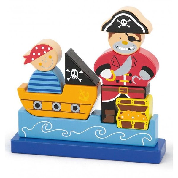 Детски дървен 3D пъзел - Пирати, образователна игра, Viga toys за развитие