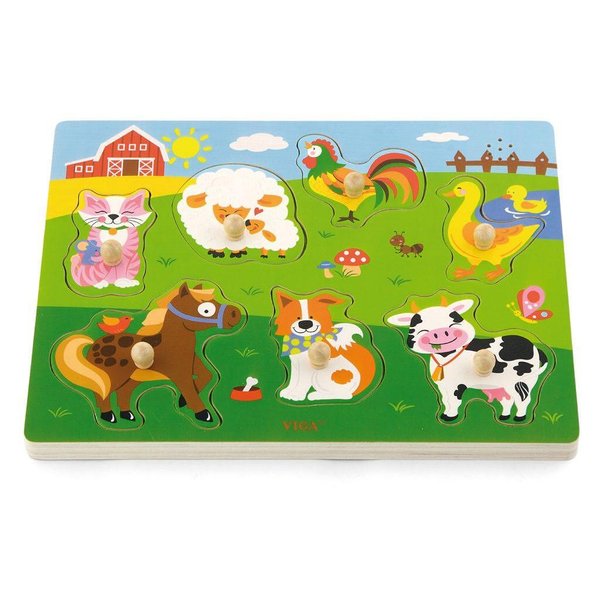 Детски музикален пъзел с фермерски животни, дървена игра, Viga toys  

12