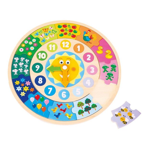 Детски дървен пъзел и часовник от New Classic Toys, за развитие и забавление.  

15