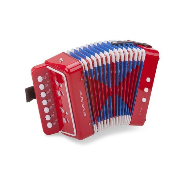 Червен детски акордеон на марка New Classic Toys, за деца, които обичат музиката.  

8