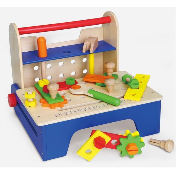 Детска дърводелска работилница с инструменти от Viga Toys, дървена играчка за малки майстори, на цена 51.08 лв  

3