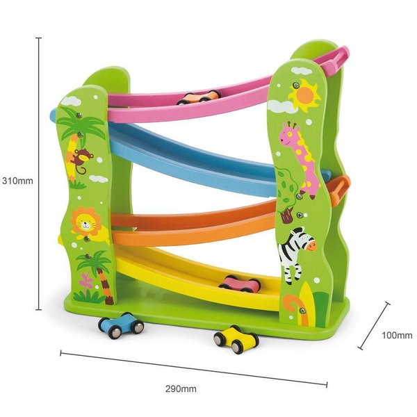 Детска дървена писта за колички Viga toys, цветна, за играчки и забавление  

2.