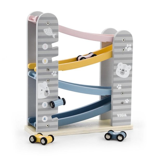 Детска дървена писта Polar B, играчка Viga Toys, дървена писта за състезания, за деца, образователна игра