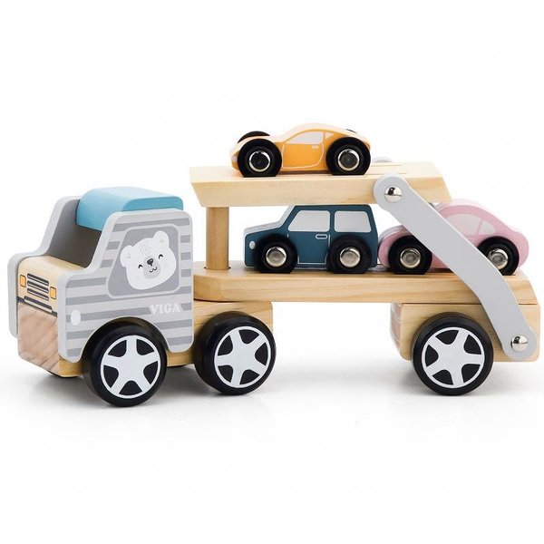 Детски дървен камион за коли, играчка Viga Toys, дървен транспорт за деца, камион за игра  

19