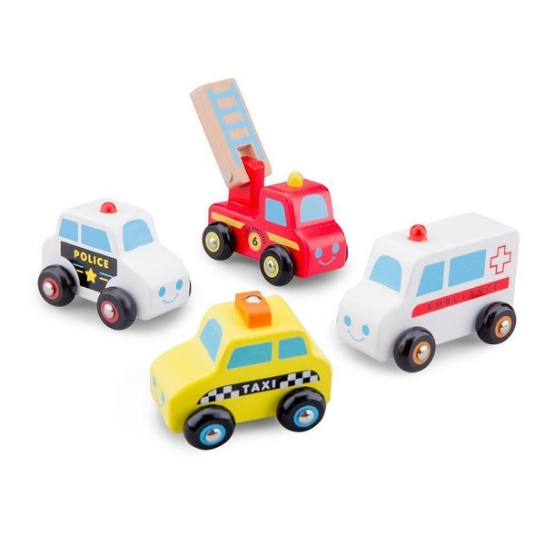 Детски дървен комплект градски автомобили, играчка New Classic Toys, за малки автомобилисти, дървена играчка за деца  

9