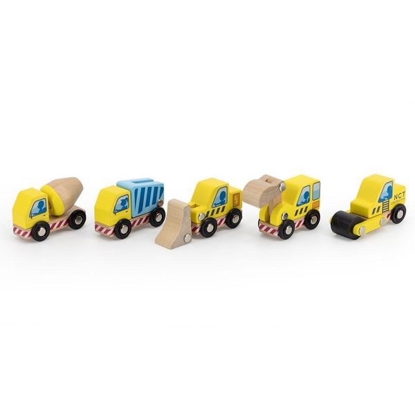 Детски дървен комплект строителни машини, играчка New Classic Toys, дървени строителни инструменти, за деца, развиващ конструктор  

7