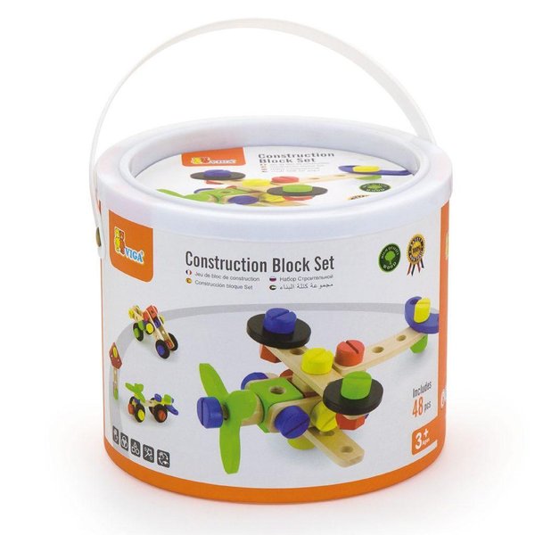 Детски дървен конструктор с гайки и болтове, 48 части, Viga toys  

19