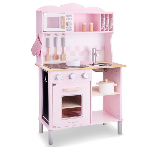 Розова детска дървена кухня от New Classic Toys, категория детски дървени кухни  

3