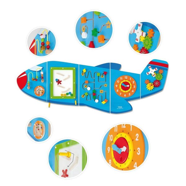 Детска дървена игра за стена – Самолет от Viga toys, цветна, за детска стая  

2