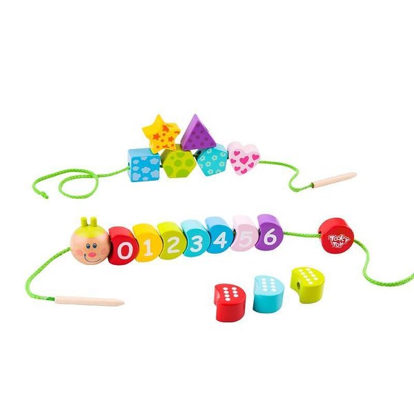 Детска дървена играчка за нанизване, гъсеница, от Tooky Toy, за развитие, снимка  

12.