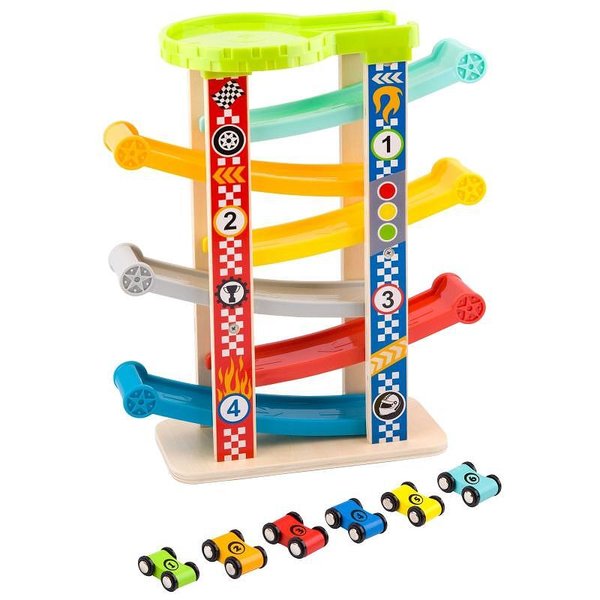 Снимка на Детска дървена писта с 6 колички Тooky Toy, ooky Toy, цена 28.07 лв