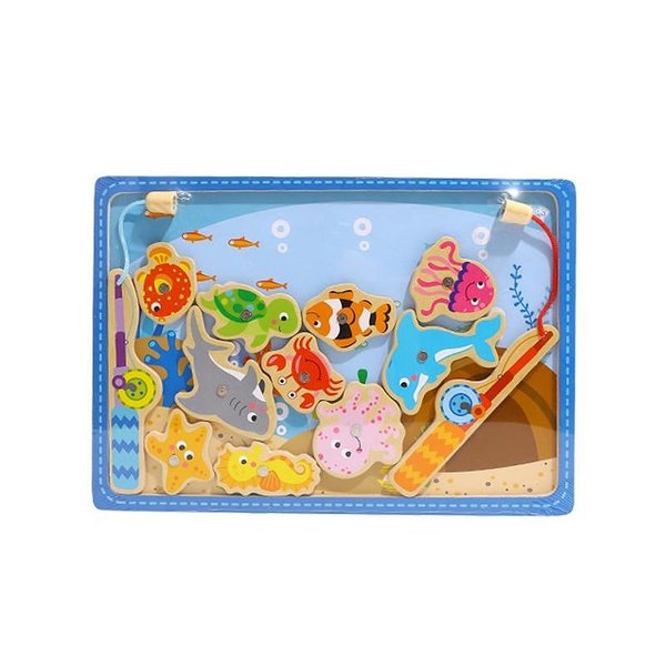 Детска играчка за ловене на рибки, дървена, от Tooky Toy, за ролеви игри, снимка  

4.