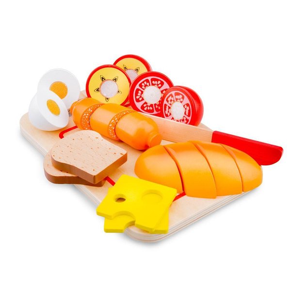 Детска дървена дъска с продукти за рязане, за игра и развитие, марка New Classic Toys  

15