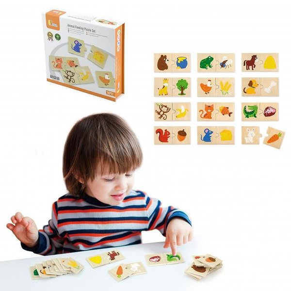 Детски дървен пъзел за хранене на животните от Viga Toys, образователна игра

17.