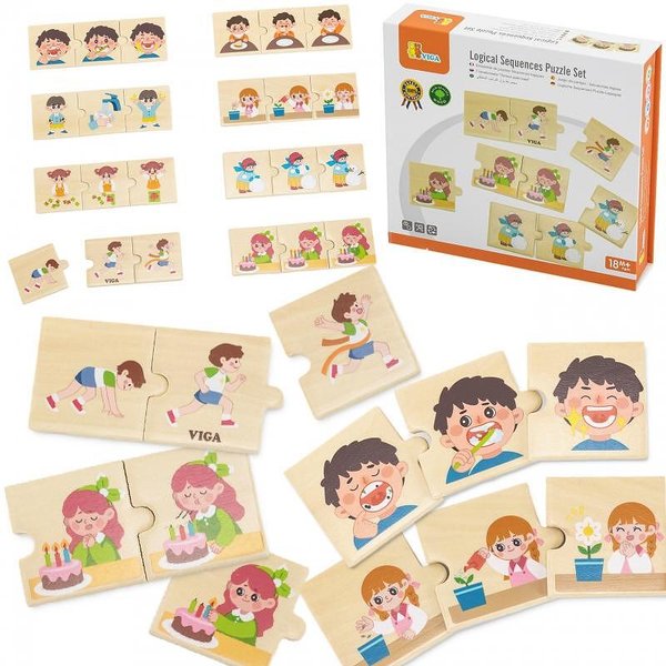 Детски дървен пъзел за свързване на дейности от Viga Toys, образователна игра

6.