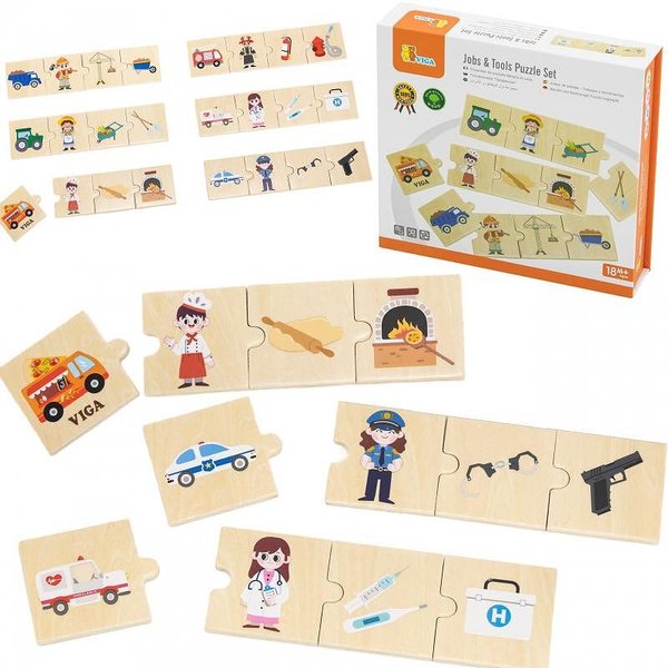 Детски дървен пъзел за професии и инструменти от Viga Toys, развива логиката на децата

5.