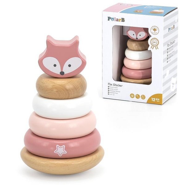 Дървени рингове за нанизване Лисиче Polar B от Viga Toys, за развитие на фината моторика и сръчност при деца