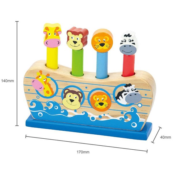Дървена играчка с подскачащи животни от Viga Toys, за развитие на координация и моторика при малки деца  

17