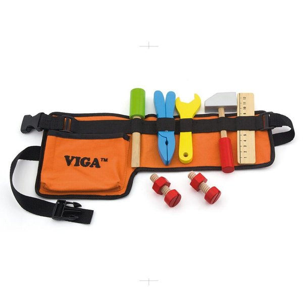 Детски комплект колан с инструменти от Viga Toys, за ролеви игри и развитие на сръчност, подходящ за малки майстори  

8