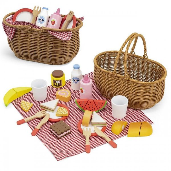Детска дървена кошница за пикник Viga Toys, играчка за външна игра