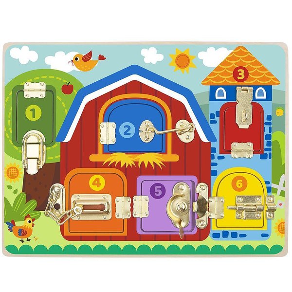 Образователна дървена дъска с ключалки, играчка за развитие, марка ooky Toy  

18