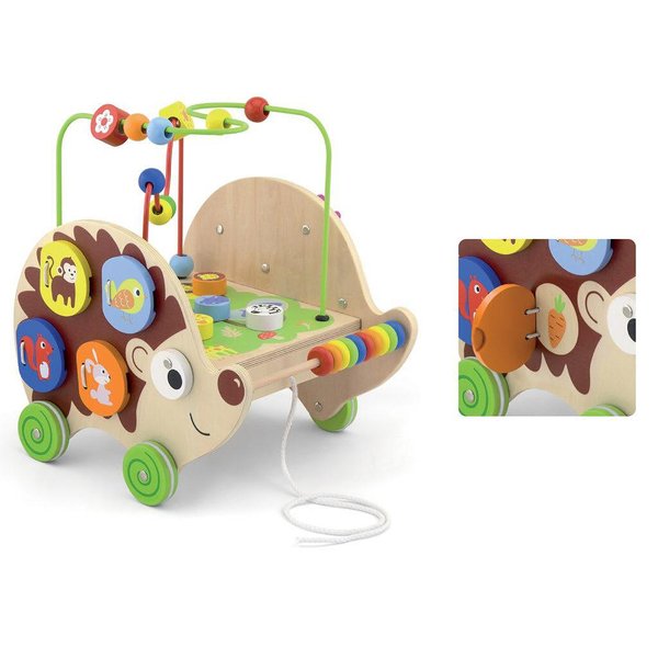 Детска дървена играчка за дърпане Таралеж с активности Viga toys