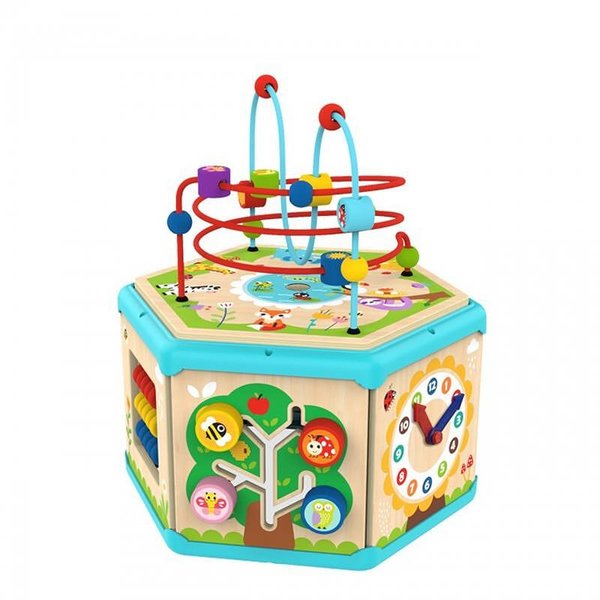 Снимка на Монтесори дървен шестоъгълен куб с активности, ooky Toy, цена 72.04 лв